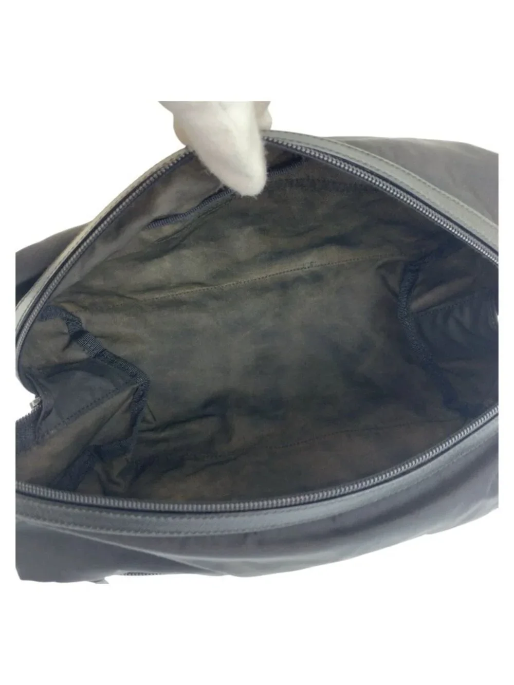 Prada Tessuto Saffiano Leather Triangular Black Nylon Clutch Pouch